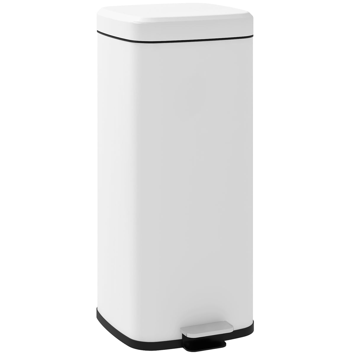 Poubelle de cuisine 30L avec couvercle à fermeture douce et pédale, seau intérieur amovible, 28L x 35l x 63,5H cm, blanc-0
