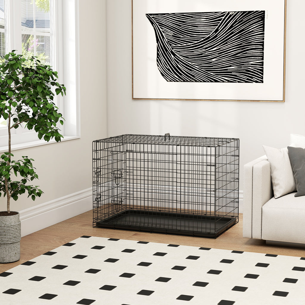Cage caisse de transport pliante pour chien en métal noir 92 x 57 x 62,5 cm-7