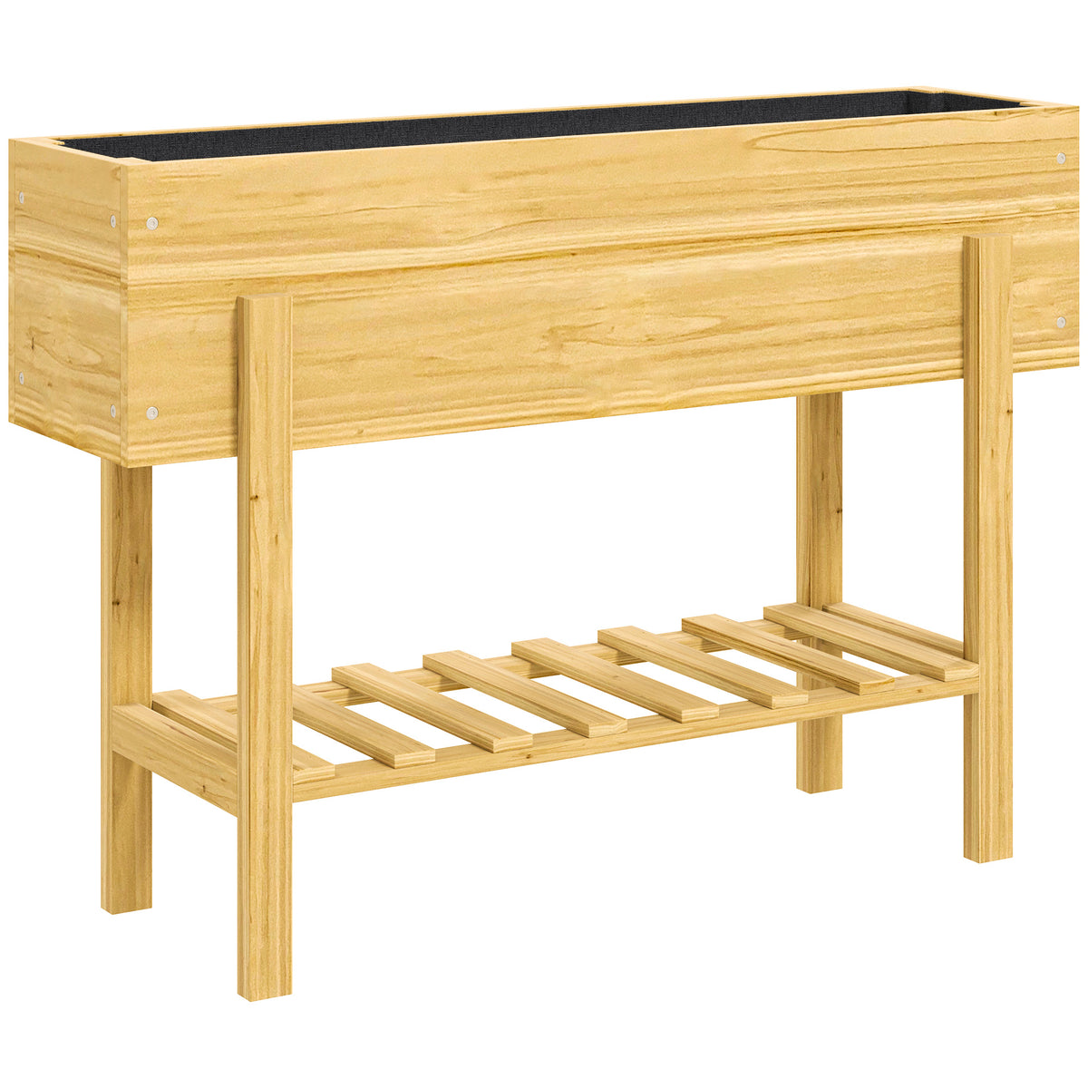 Jardinière sur pieds carré potager de jardin sur pieds avec 2 trous de drainage en bois 100 x 30 x  70,5 cm bois naturel-0