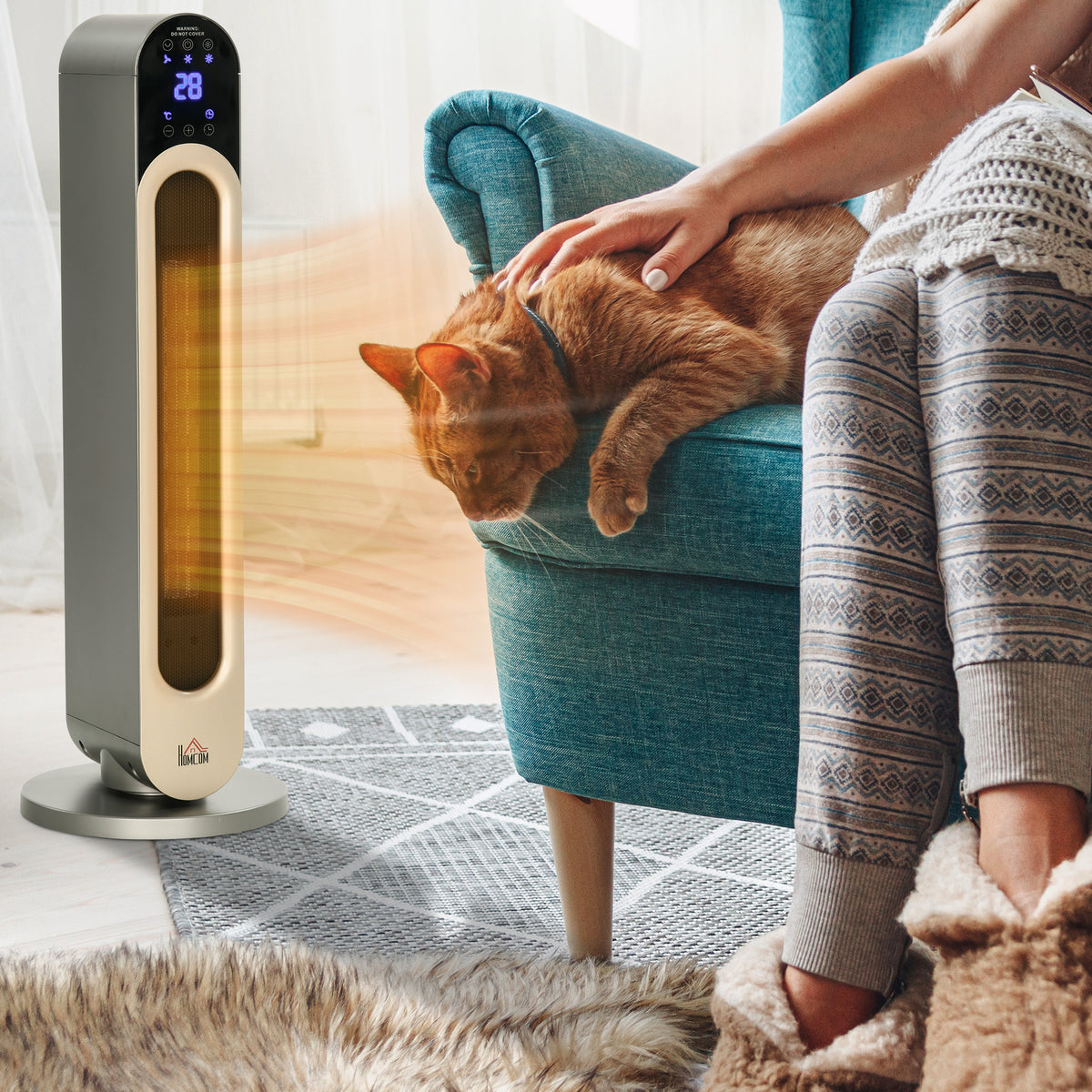 Chauffage soufflant oscillant 1100/2200 W - mini radiateur céramique PTC - télécommande incluse - chauffage d'appoint noir-1