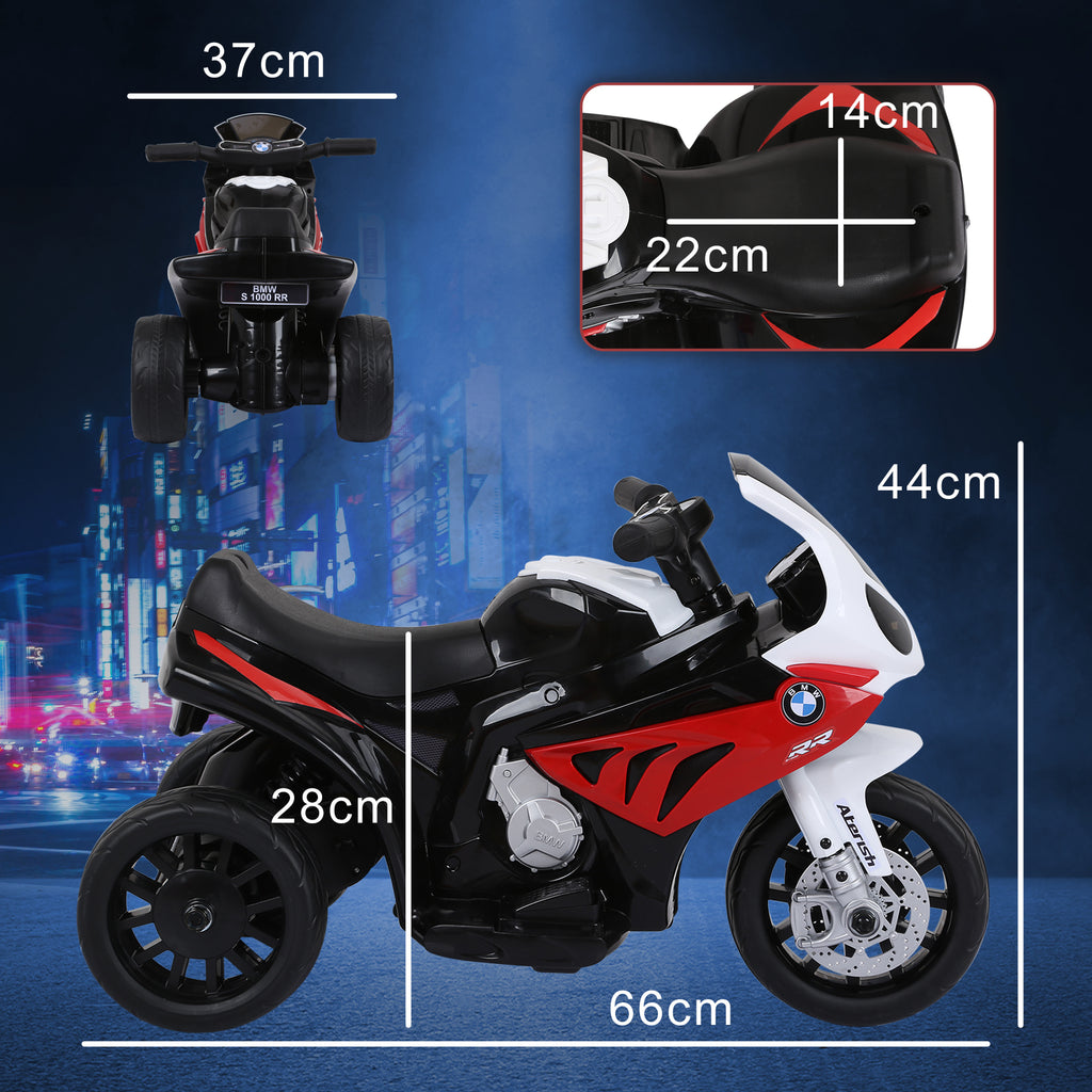 Moto électrique enfants, 3 roues sous licence BMW S1000 RR, 6V et 2,5 Km/h, voiture électrique enfants avec effets lumineux et sonores, moto enfant, charge max. 20 kg, rouge-2