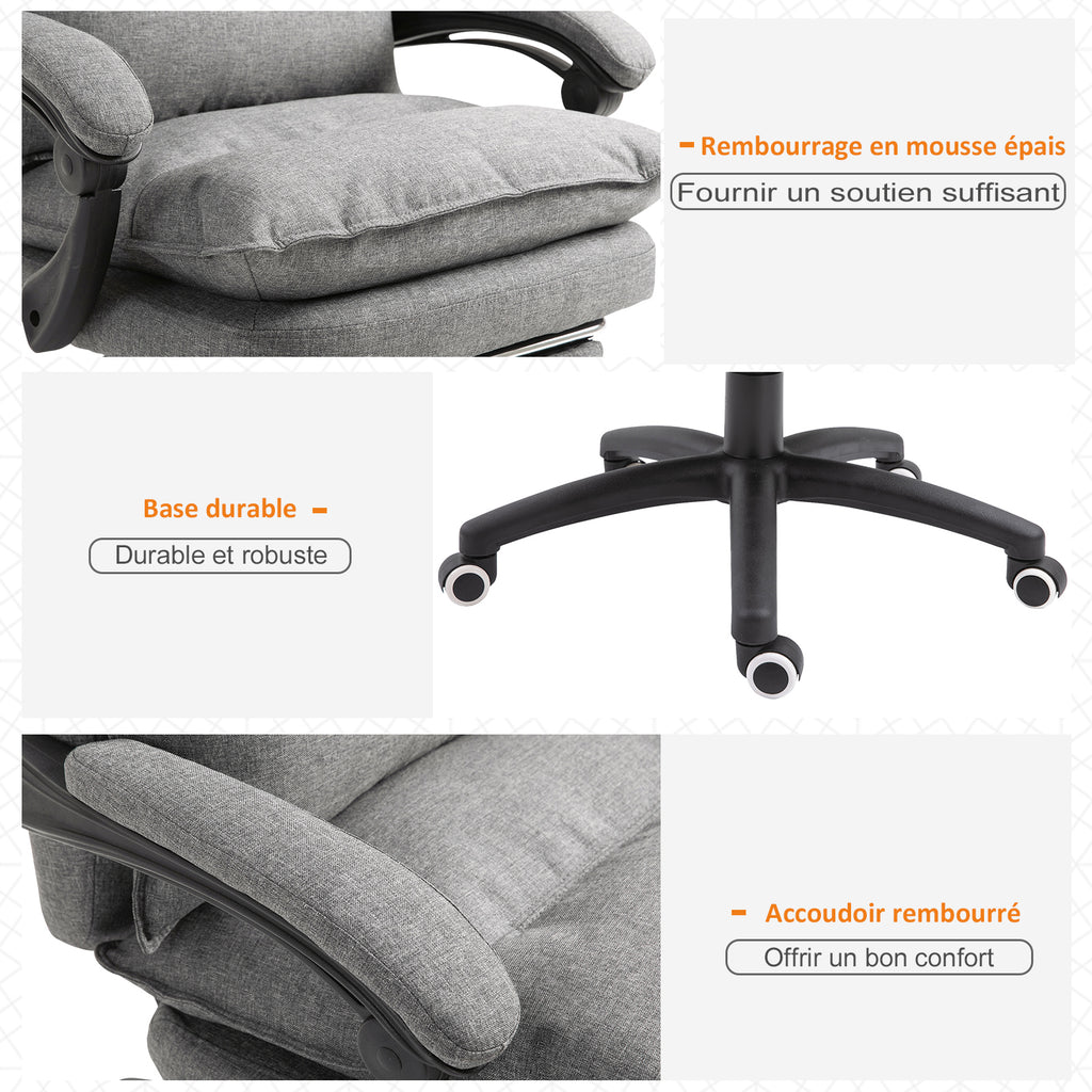 Fauteuil de bureau massant ergonomique, chaise de bureau avec dossier inclinable, hauteur réglable-7