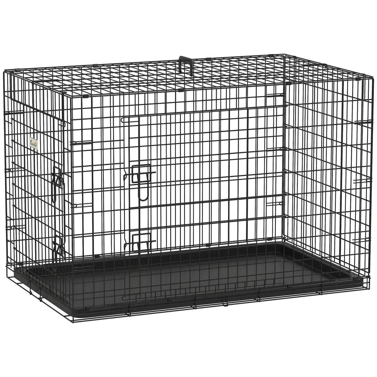 Cage caisse de transport pliante pour chien en acier 2 portes verrouillables 106L x 71,5l x 76H cm noir-0