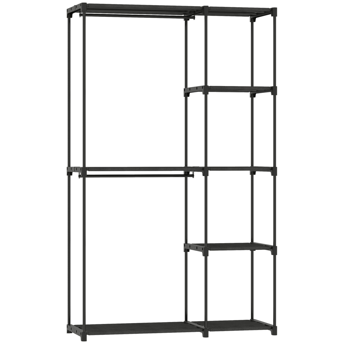 Armoire de rangement, penderie portable avec 2 barres de suspension et 6 étagères, 111 x 43 x 185 cm, noir-0