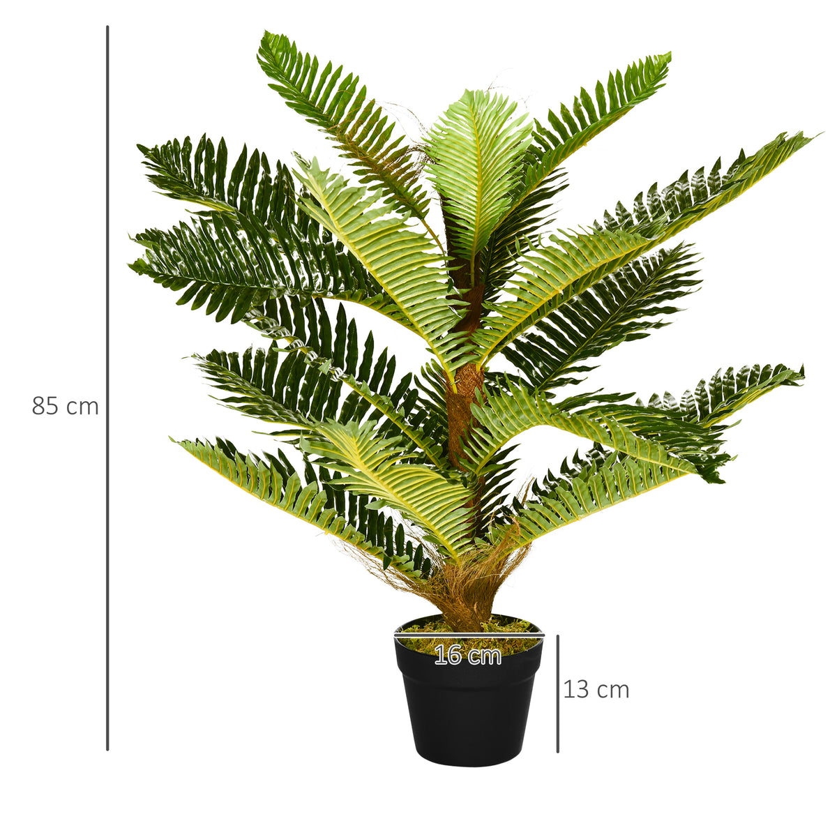 Plante artificielle palmier 85 cm avec 18 grandes feuilles grand réalisme pot inclus-2