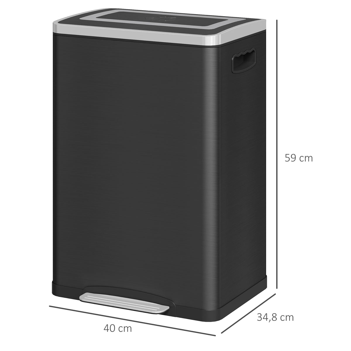 Poubelle de cuisine 2 compartiments de 2 x 20L, poubelle avec pédale, couvercle à fermeture douce 40 x 34,8 x 59 cm noir-2