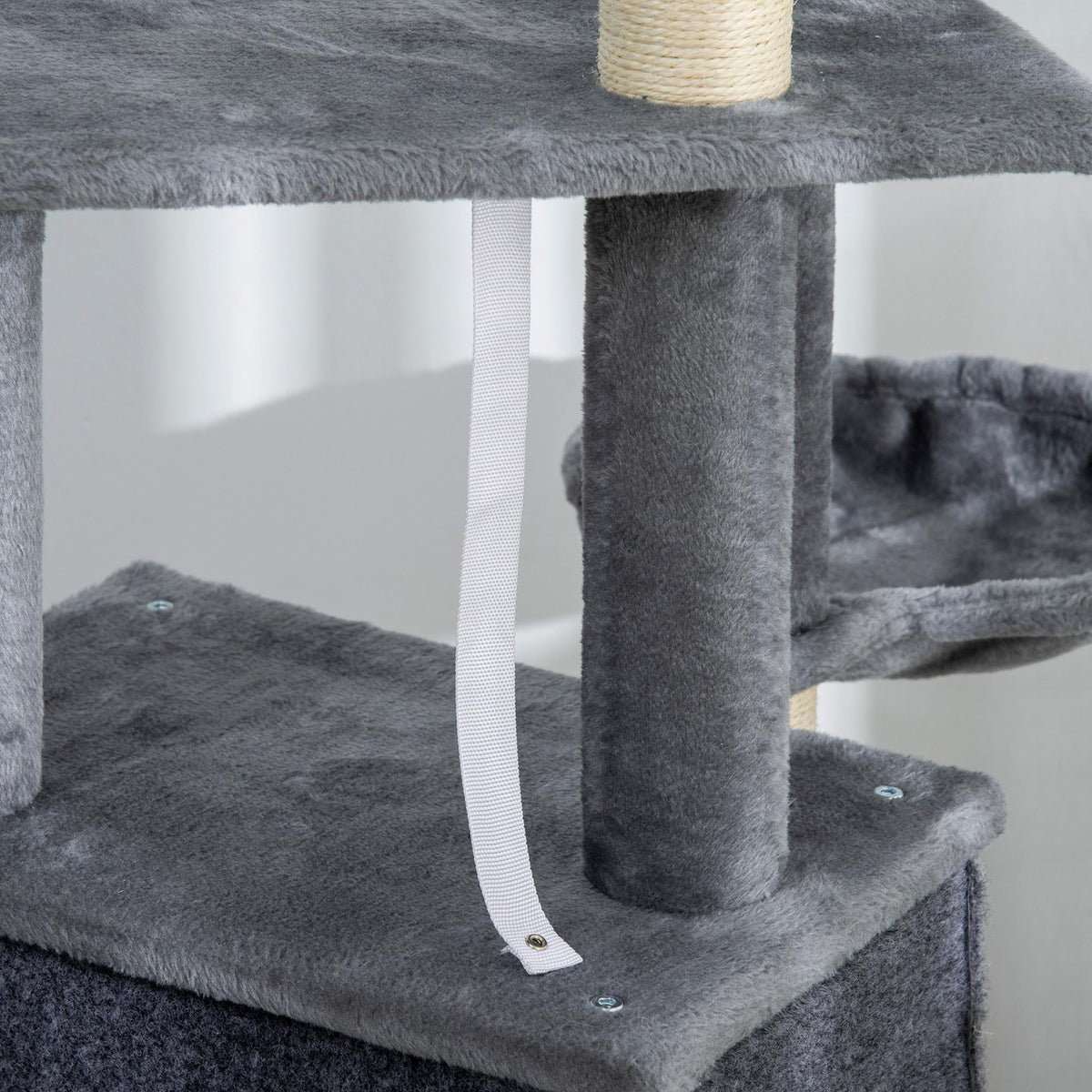Arbre à chat centre d'activités multi-équipé griffoirs grattoir jeu boule suspendue niche plateformes gris-7