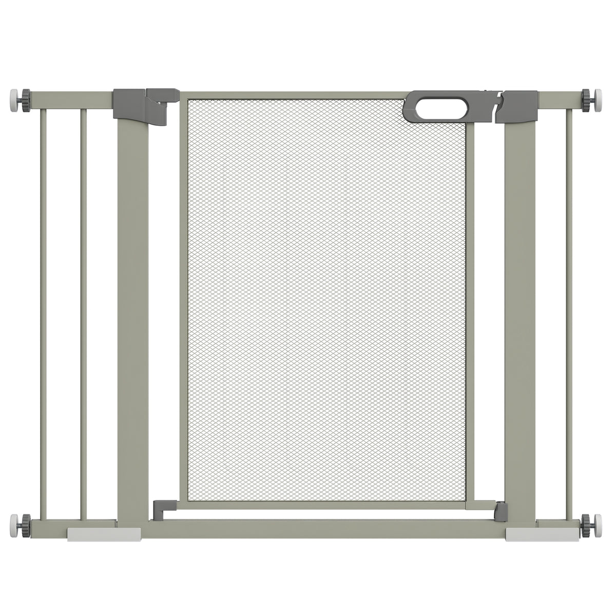 Barrière de sécurité pour animaux domestique avec fermeture automatique double verrouillage largeur 75-103 cm gris-0