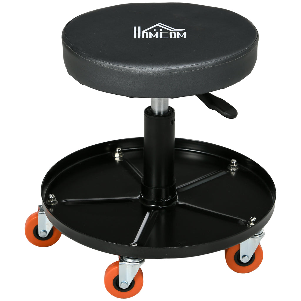 Tabouret de mécanicien siège pivotant hauteur réglable plateau de 100 kg pour le garage et la réparation automobile noir-0