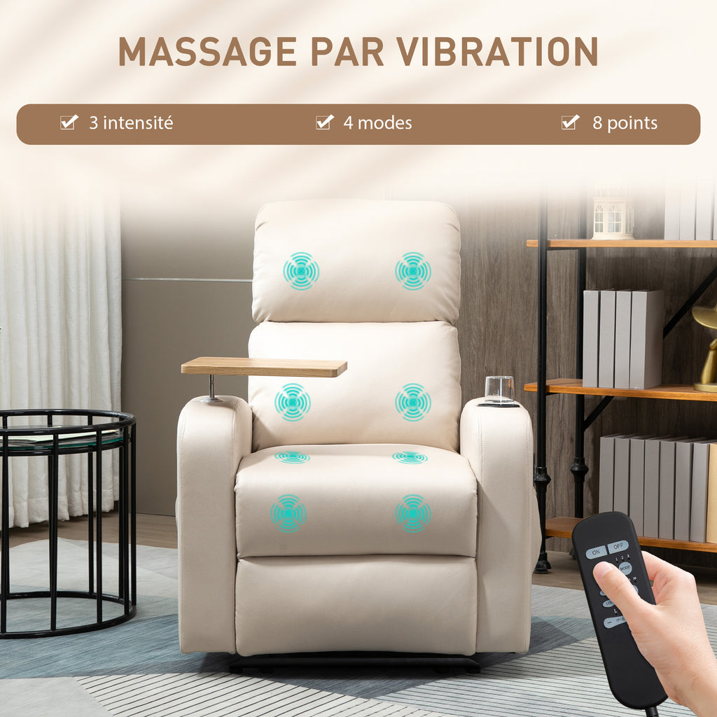 Fauteuil de relaxation fauteuil de massage inclinable avec Tablette, Poches latérales et Télécommande chaise TV-3