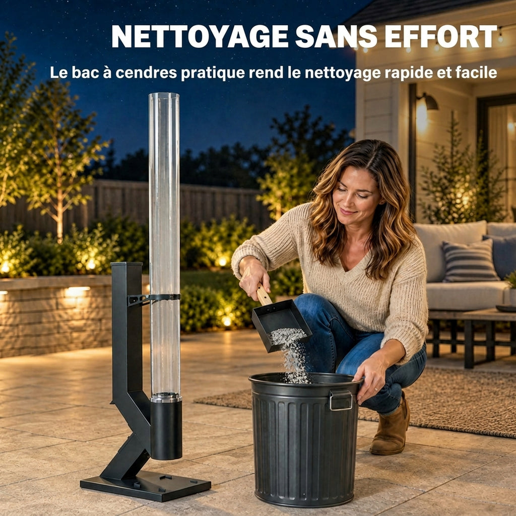 Chauffage de Terrasse à Pellets 13000 W, Réservoir de 2,4 kg, Tube en Verre 107,5 cm, Cendrier, 53x25x141cm, Noir-6