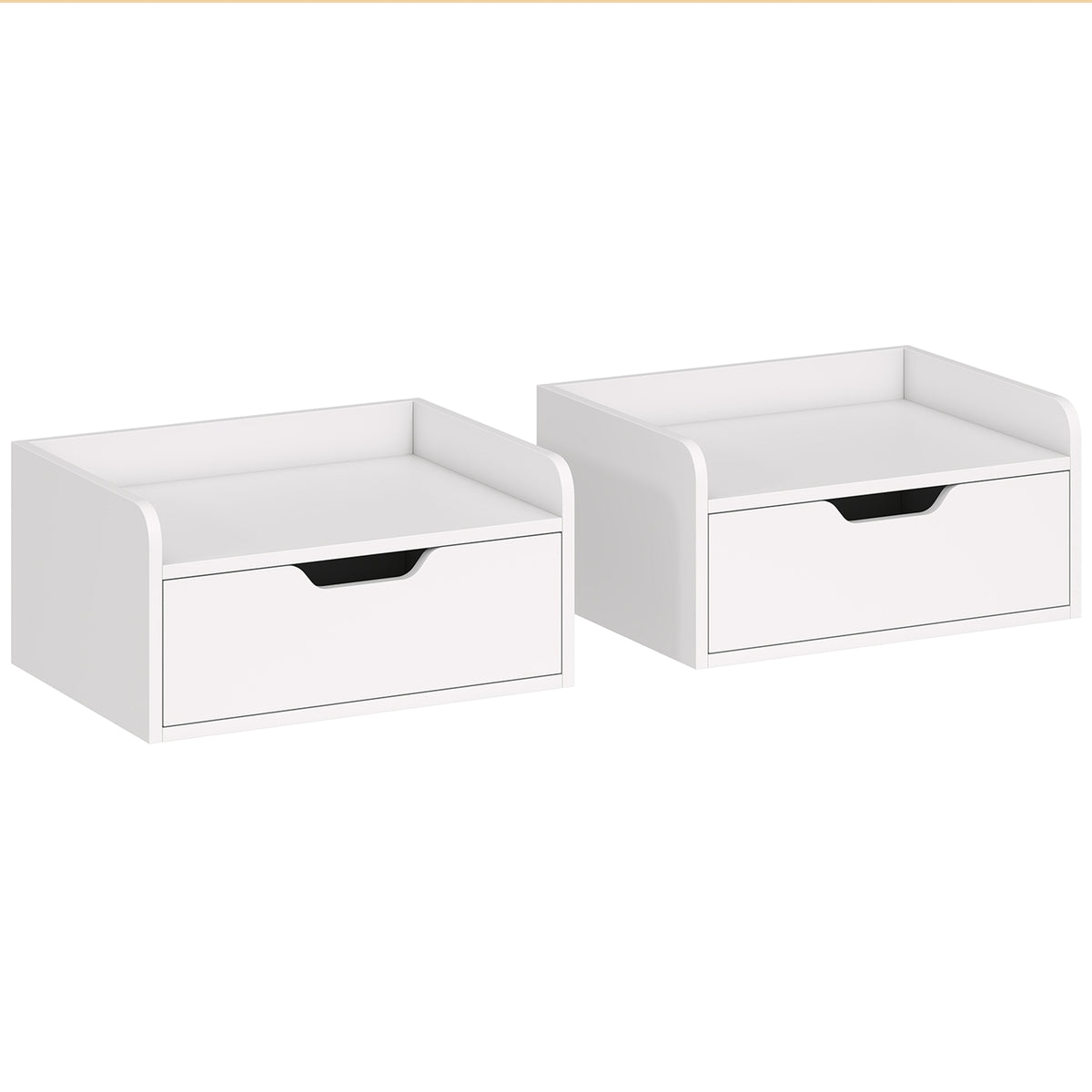 Lot de 2 tables de chevet murales tables de nuit suspendues tiroir plateau aspect bois dim. 40L x 30l x 19,5H cm-0