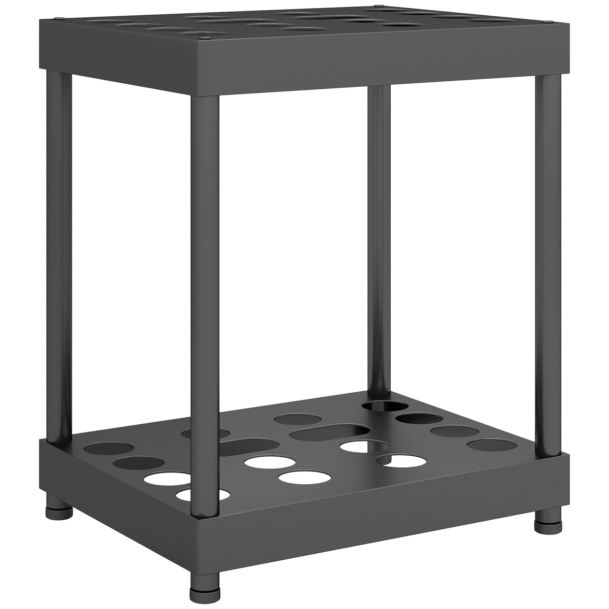 Organisateur d'outils de jardin, support à outils de jardin 16 compartiments à 2 niveaux 42 x 33 x 50 cm noir-0
