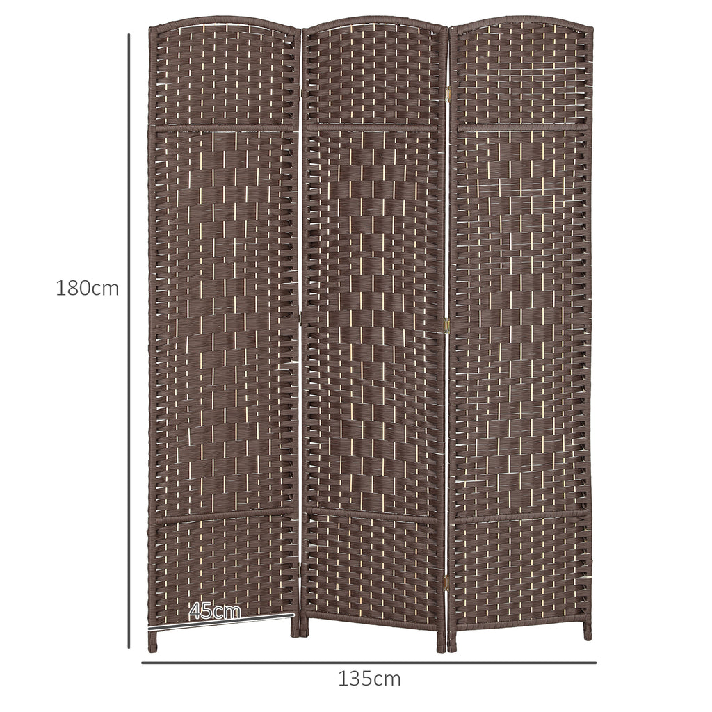 Paravent intérieur en bois 3 panneaux séparateur de pièce pliable pour salon chambre 135 x 180 cm marron-2