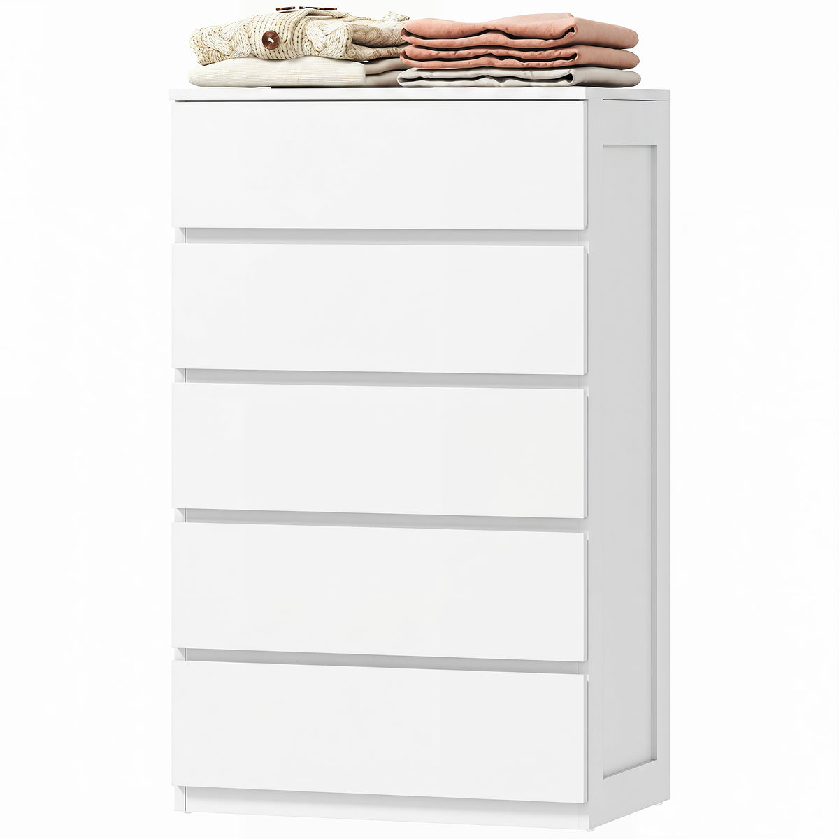 Commode 5 tiroirs meuble de rangement sans poignées design minimaliste 60 x 39 x 100 cm blanc-8