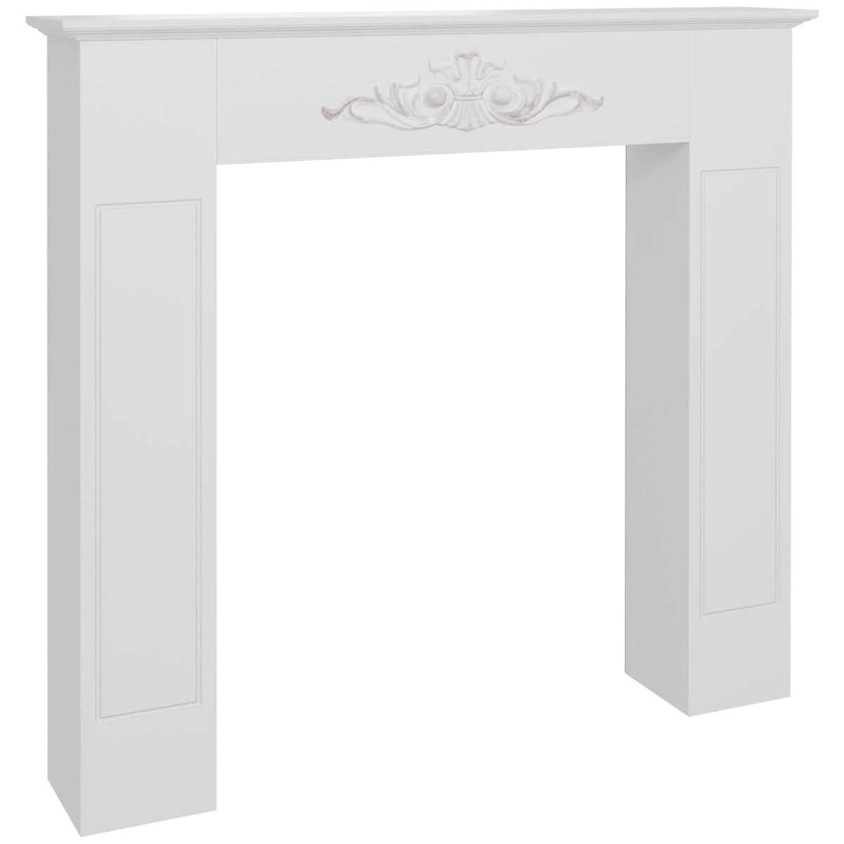Manteau de cheminée encadrement cadre décoratif pour cheminée électrique 101 x 19 x 100 cm bois blanc-0