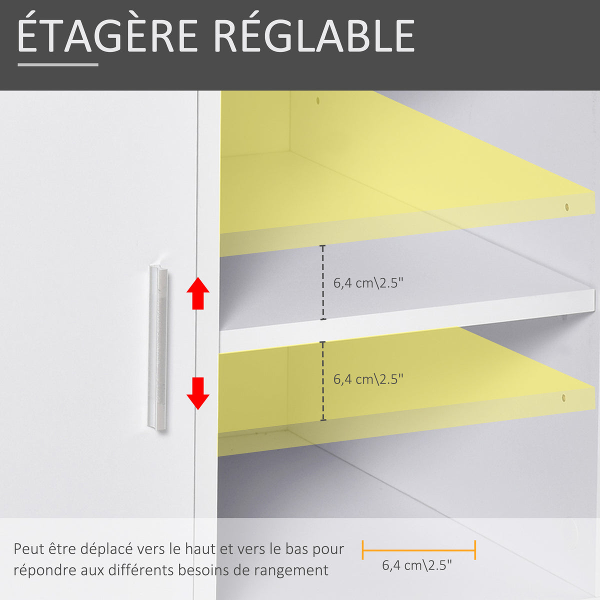 Support d'imprimante organiseur bureau caisson placard porte 3 niches + grand plateau panneaux particules blanc-3