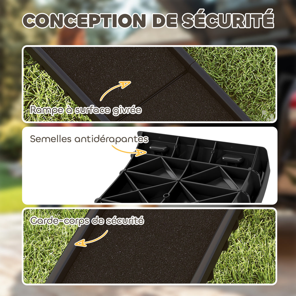 Rampe pliable pour chiens, escalier pour chien en PP avec pente douce et surface antidérapante, 155x38,5x15,5cm, noir-5