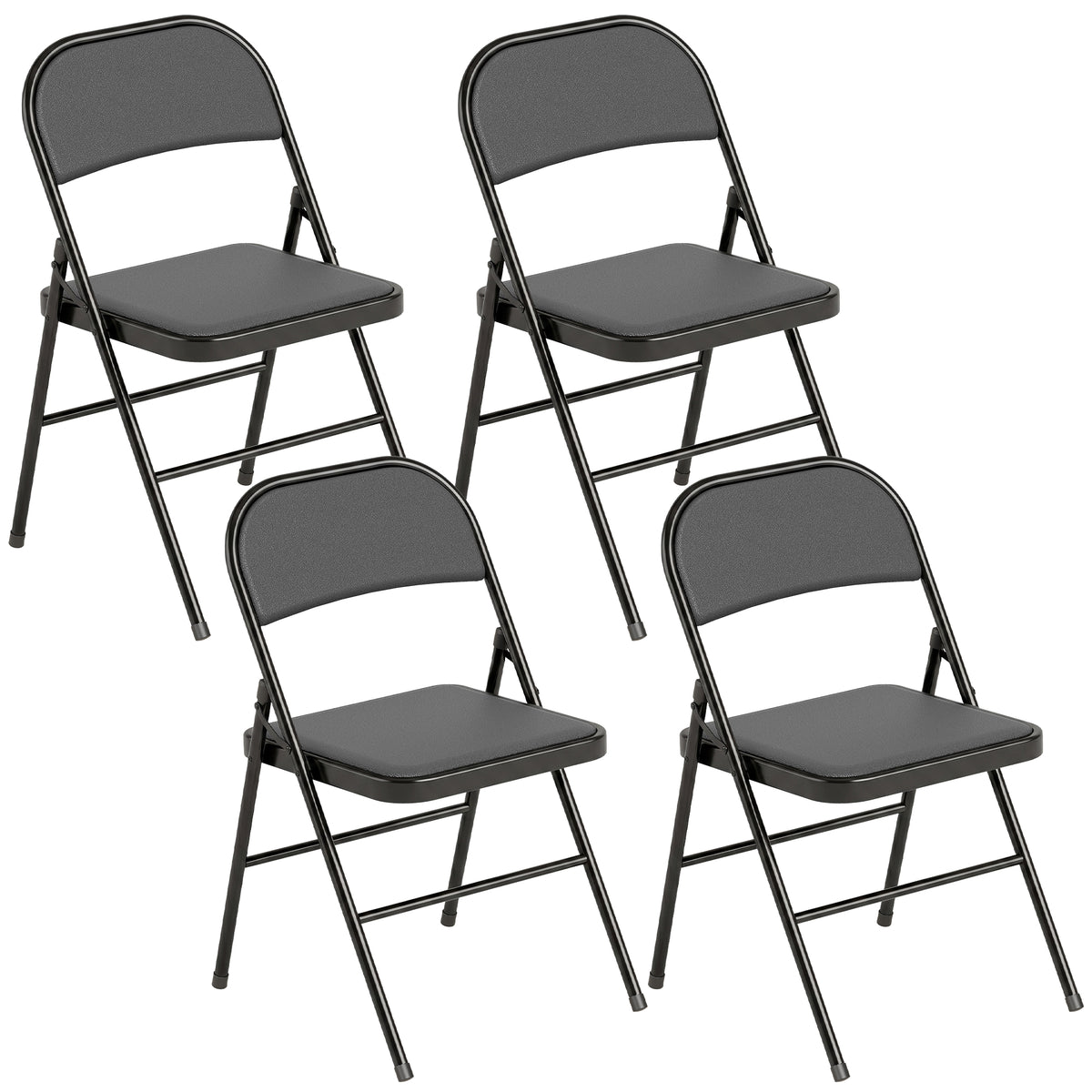 Lot de 4 chaises pliantes chaises de salle à manger portables cadre en acier 45 x 46 x 78 cm noir-0