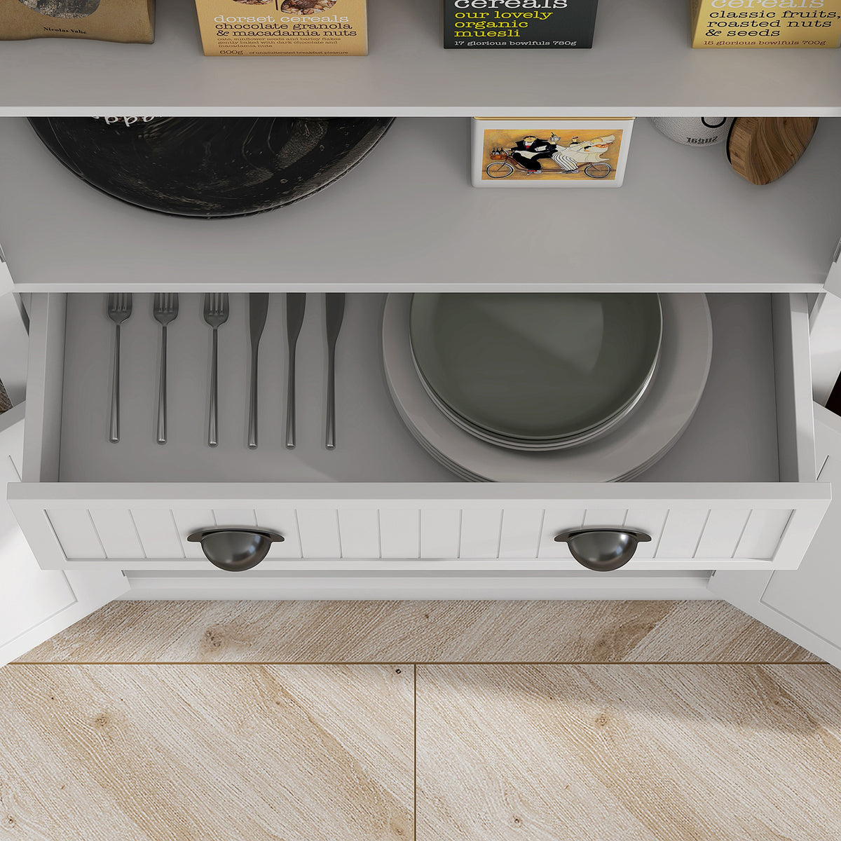 Armoire de cuisine buffet cuisine multi-rangements étagères réglables 4 portes grand tiroir 76,2 x 40,2 x 183 cm blanc-8