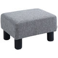 Pouf repose-pied tabouret bas en tissu de lin capacité de charge 110 Kg 40 x 30 x 24 cm gris-0