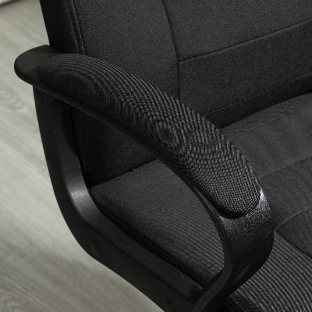 Fauteuil de bureau à roulettes chaise manager ergonomique pivotante hauteur réglable lin noir-8