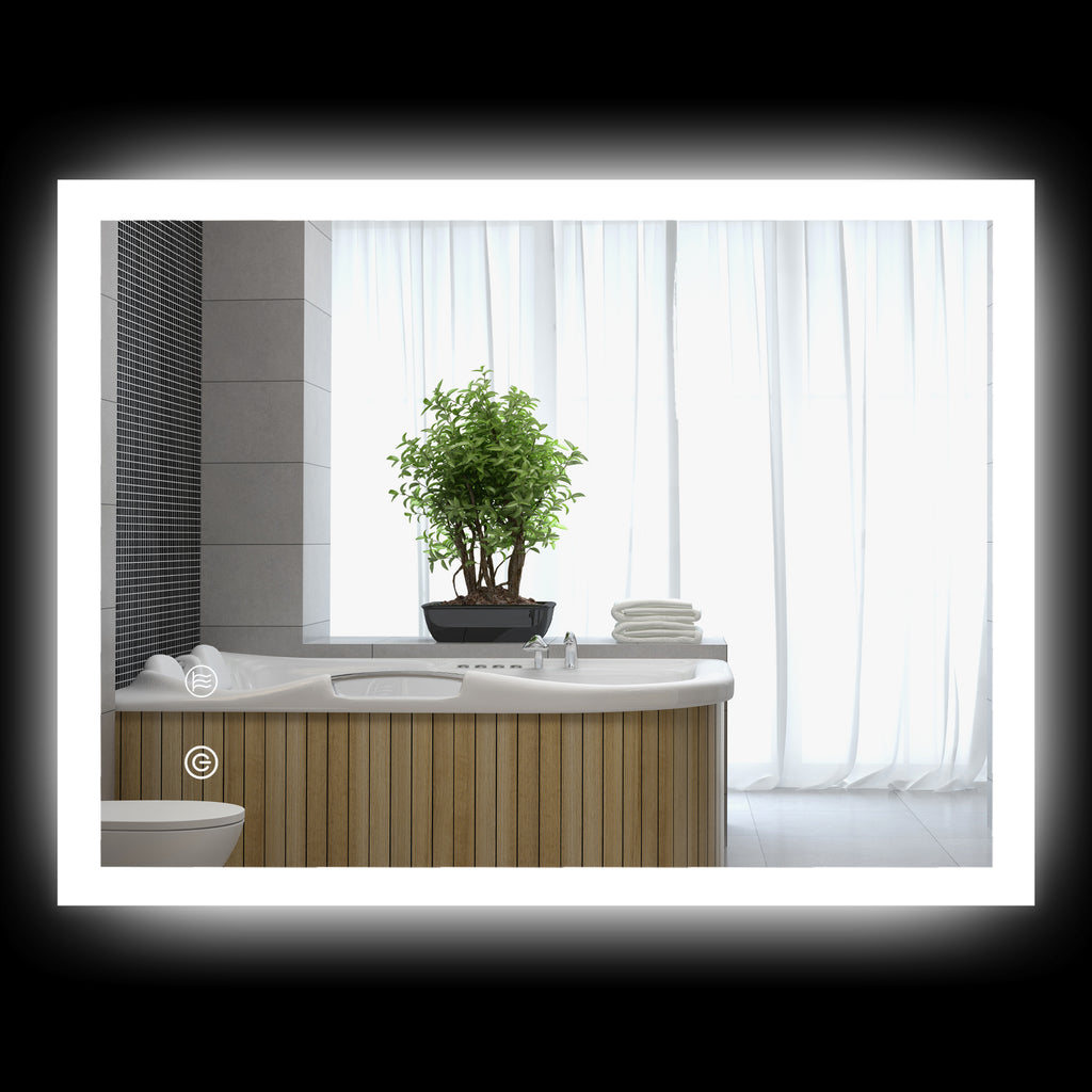 Miroir mural lumineux LED de salle de bain 80 x 60 cm 3 couleurs luminosité réglable interrupteur tactile transparent-0