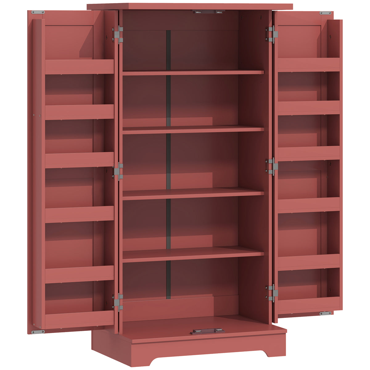 Buffet cuisine armoire de cuisine 5 niveaux avec portes et étagères réglables 60l x 40P x 120H cm grain de bois rouge-0