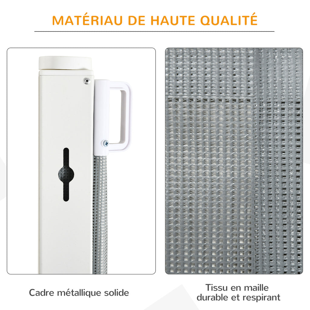 Lot de 2 barrières de sécurité barrière animaux rétractable automatique 1,15L x 0,83H m textilène acier  gris-5