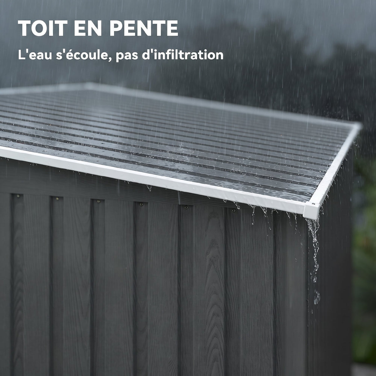 Abri de Jardin 2,81 m² avec Fondation, Abri à Outils Extérieur Adossé en Acier Galvanisé, 154x206,5x181cm, Gris Clair-6