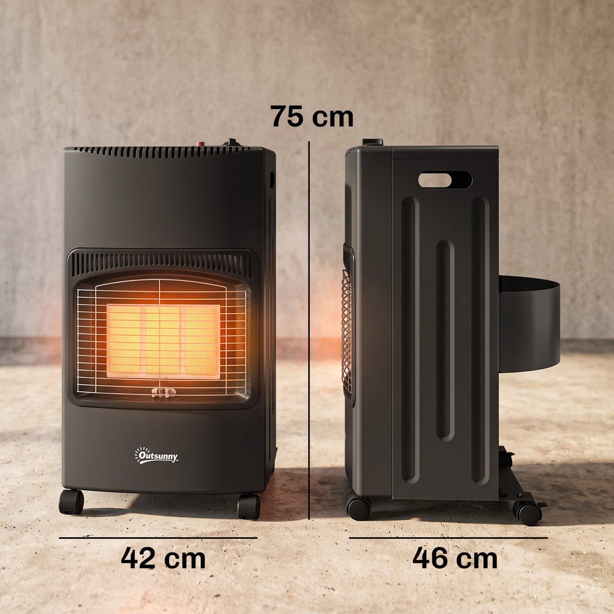 Chauffage au Gaz Poêle à Gaz 4200W Infrarouge Pliable 3 Puissances Système ODS Anti-Basculement Housse 46x42x75cm Noir-2