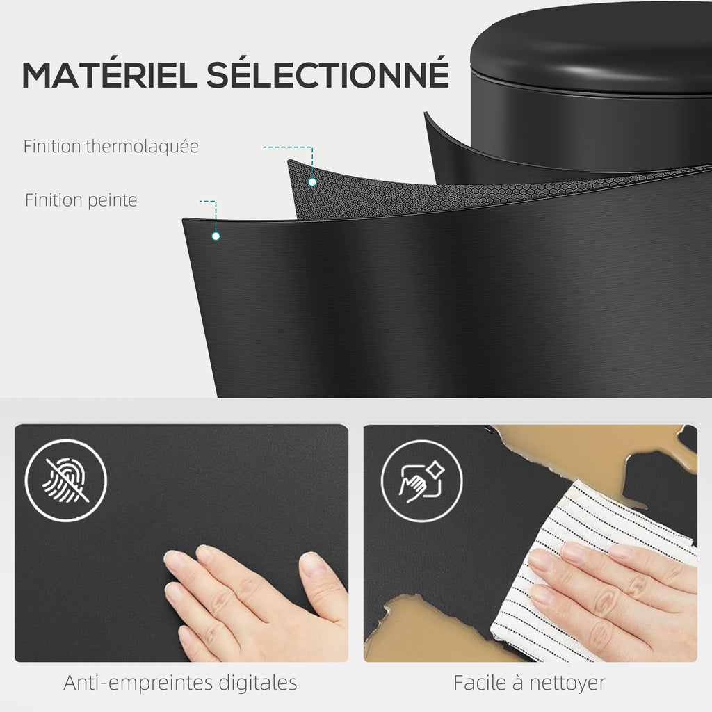 Poubelle de Cuisine 20 L en Métal, Poubelle à Pédale avec Couvercle à Fermeture Douce et Seau Amovible, Noir-5
