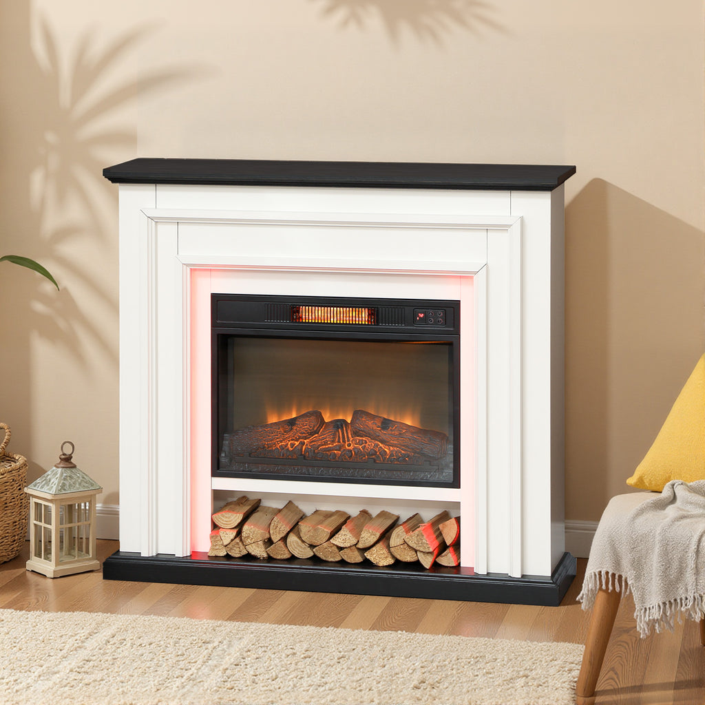 Cheminée électrique 1800W, fausse cheminée décorative lumières LED RGB, effet flamme, manteau, 105 x 27 x 97 cm, noir-8