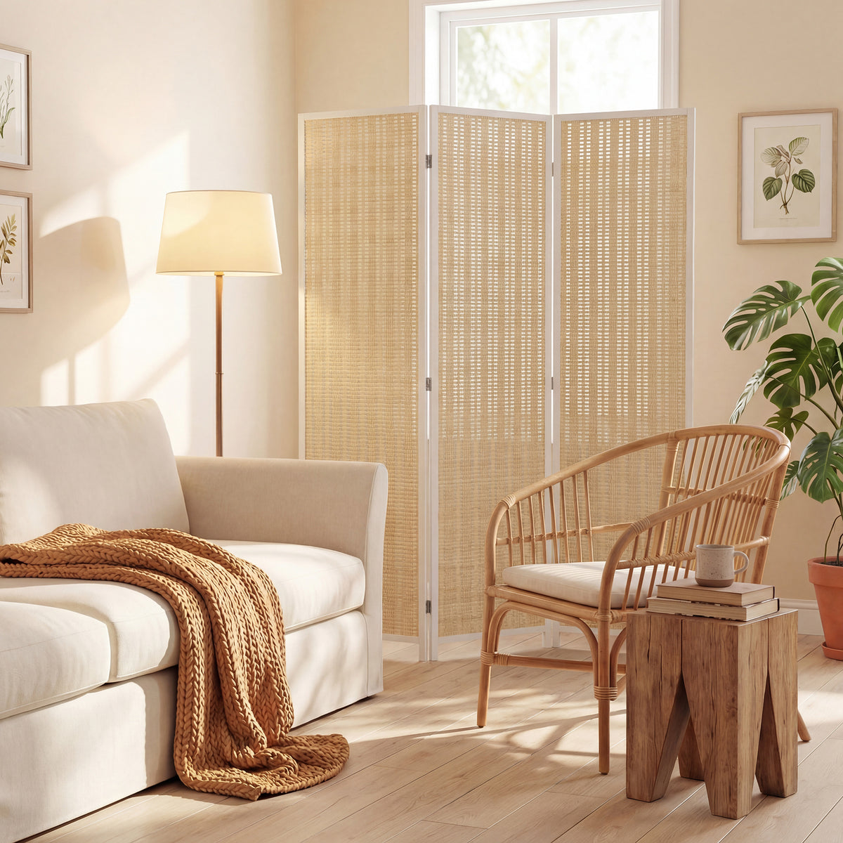 Paravent en bois séparateur de pièce closion de séparation pliable 3 panneaux 135 x 180 cm blanc-6