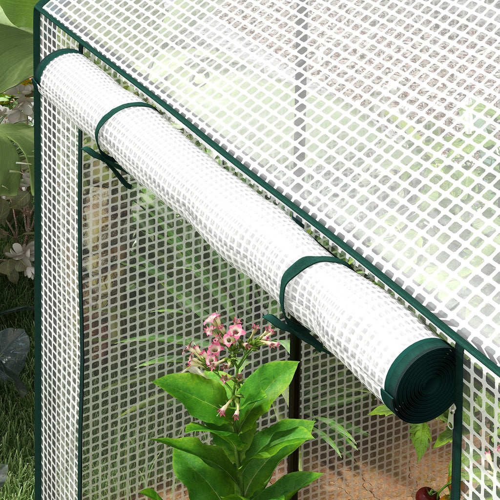 Serre de jardin avec 2 espaces et 2 portes enroulables - 0,8 m² Serre à tomates dim. 1L x 0,8l x 1,5H m, Acier et PE-8