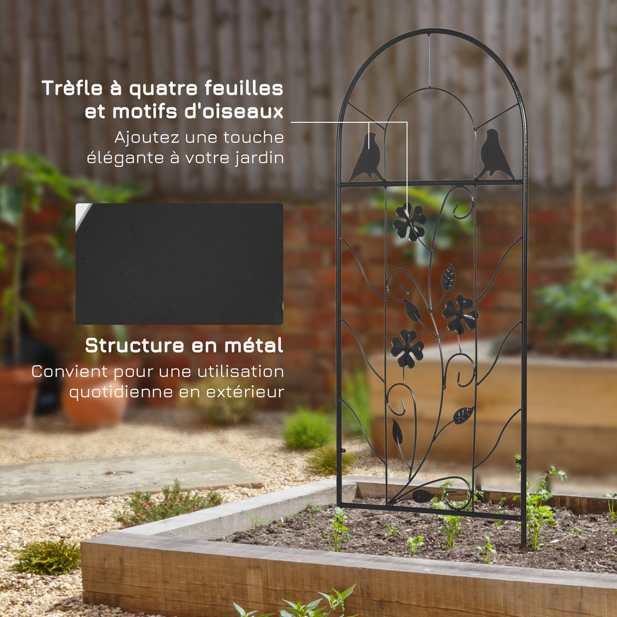 Treillis de jardin lot de 2 support pour plantes grimpantes en métal - 38 x 98 cm noir-5