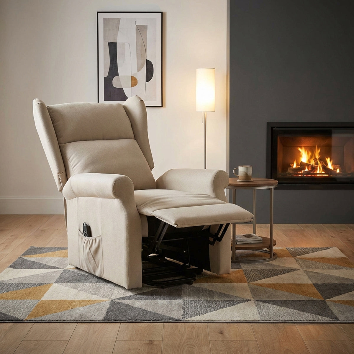 Fauteuil releveur inclinable avec Repose-Pied Fauteuil de Relaxation électrique Ajustable Lin Crème-1