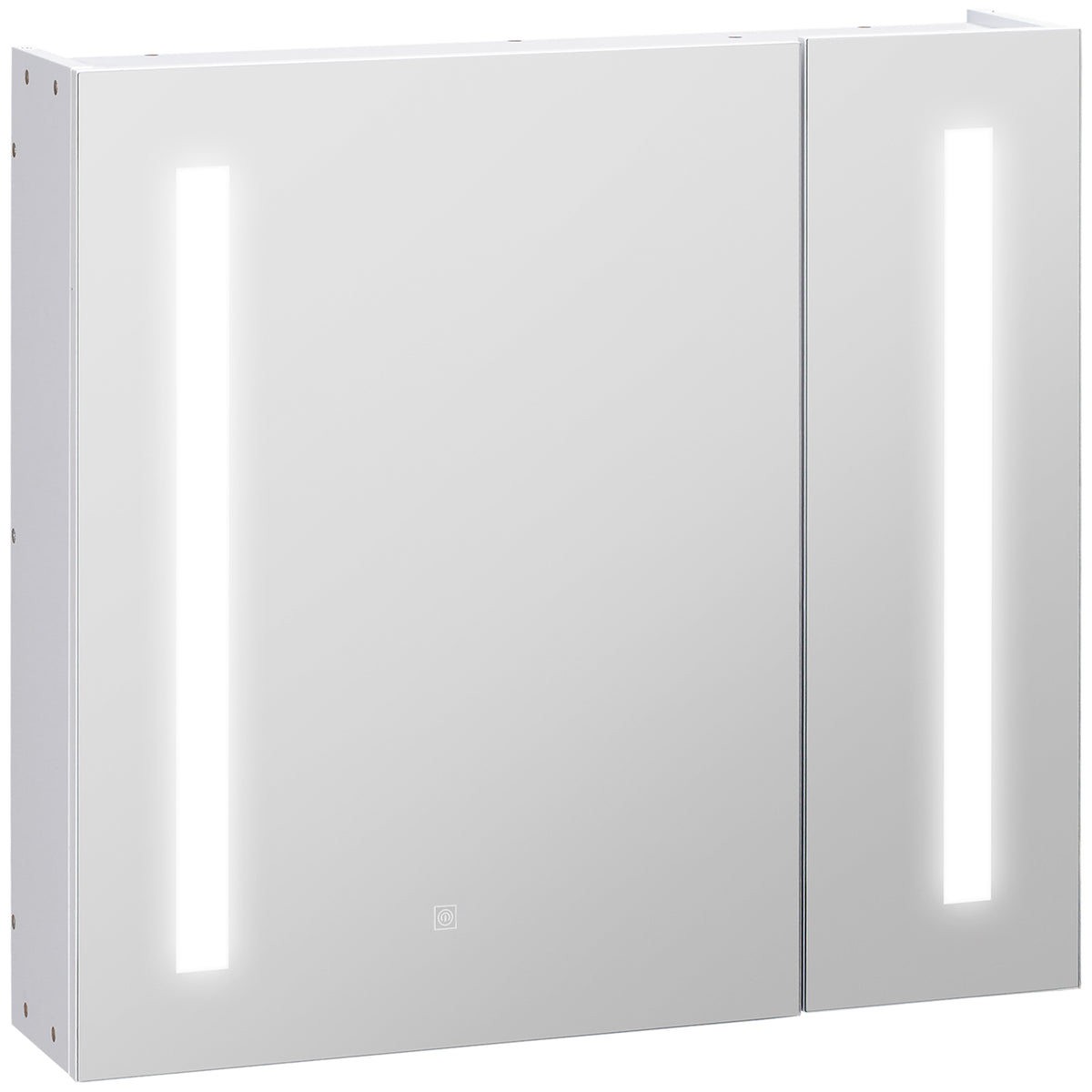 Armoire murale miroir lumineux LED salle de bain 2 portes avec 3 niveaux 70 x 15 x 65 cm blanc-0
