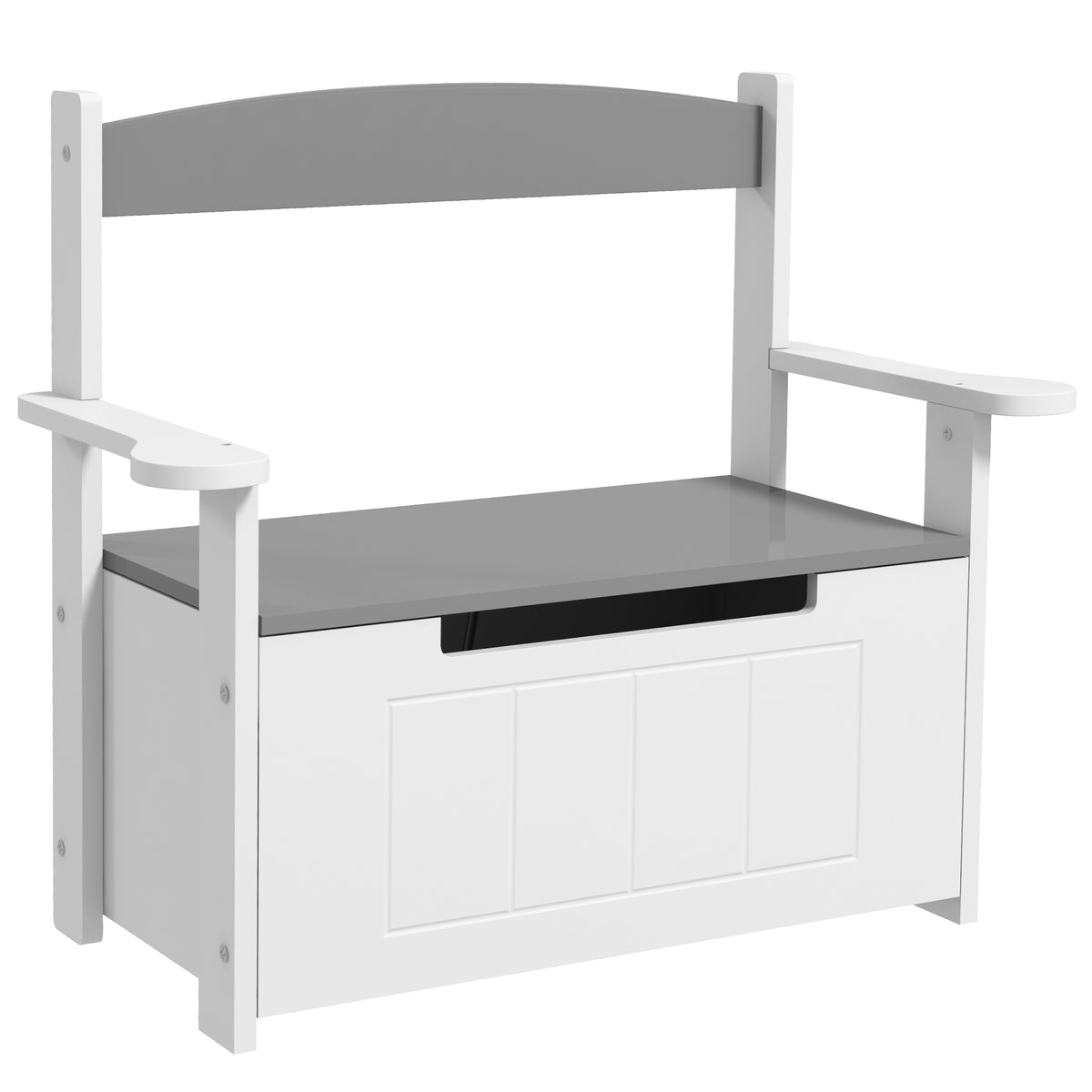 Coffre à jouets pour enfants 2 en 1 et banc avec dossier et accoudoirs - vérin pneumatique 68,5L x 34l x 58H cm-0