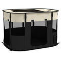 Parc enclos pliable pour chien chat petits animaux en tissu Oxford avec rangement 94 x 74 x 60 cm blanc crème et noir-0