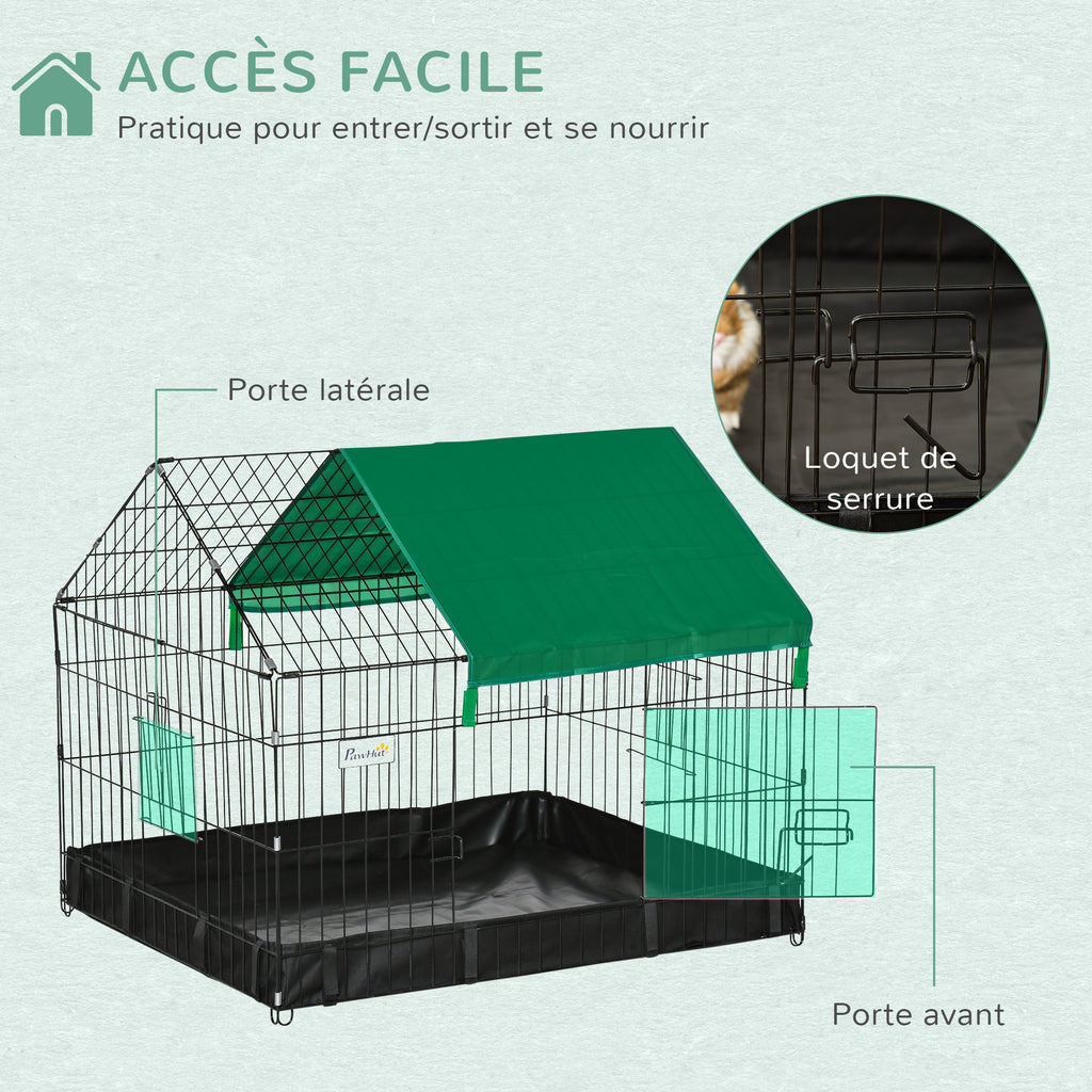 Cage enclos lapins petits animaux rongeurs Intérieur ou Extérieurs avec bache Protection Inclus - 90 x 75 x 75 cm-3