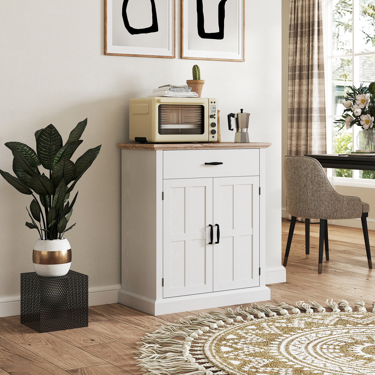 Buffet salon style moderne avec placard à 2 portes, tiroir et étagère réglable, 75,2 x 40 x 91,5 cm, blanc-9