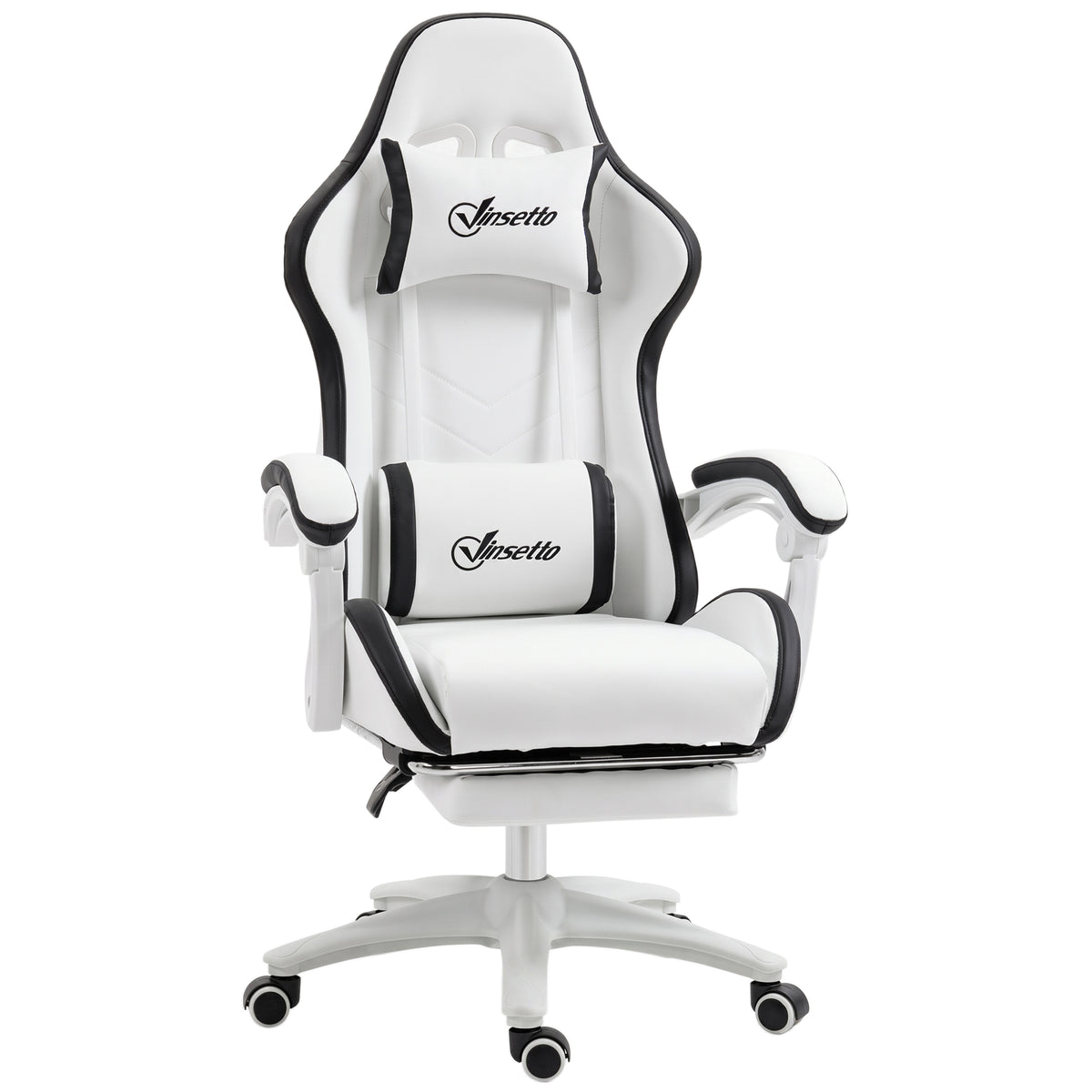 Siège gaming fauteuil gaming dossier inclinable 135° avec appui-tête repose-pieds 65l x 65P x 121-129H cm blanc et noir-0