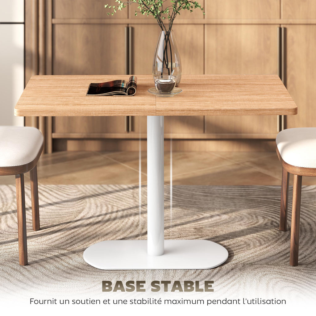 Table à manger rectangulaire pour 6 personnes, 120 x 70 x 75 cm, table de cuisine piétement et plateau épais chêne blanc-4