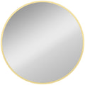 Miroir mural rond Ø 61 cm, cadre en alliage d'aluminium, pour salle de bain, chambre, salon, couloir, doré-0