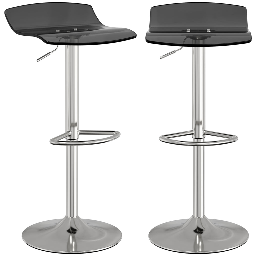 Lot de 2 tabourets de bar design contemporain pivotant 360° hauteur réglable avec repose-pieds 39x39x67-87cm noir-0