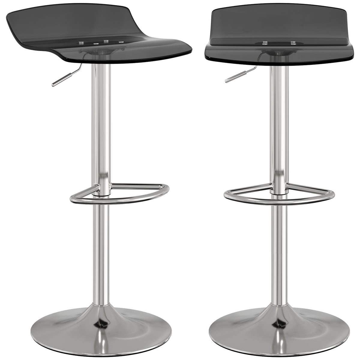 Lot de 2 tabourets de bar design contemporain pivotant 360° hauteur réglable avec repose-pieds 39x39x67-87cm noir-0