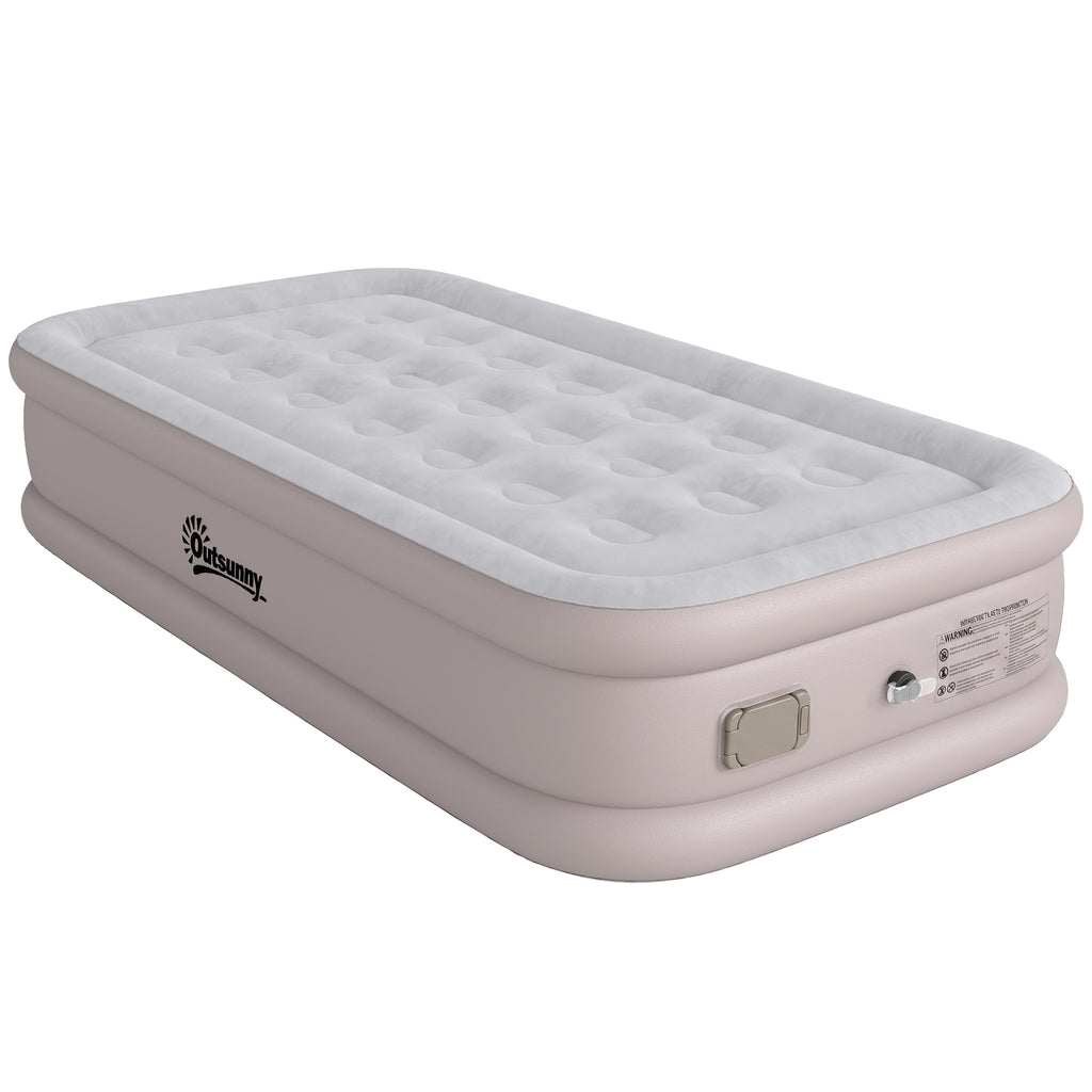 Matelas Gonflable, Pompe Électrique Intégrée, Surface Floqué , Imperméable 5000 mm, Sac Transport, 190x97x39cm, Kaki-0