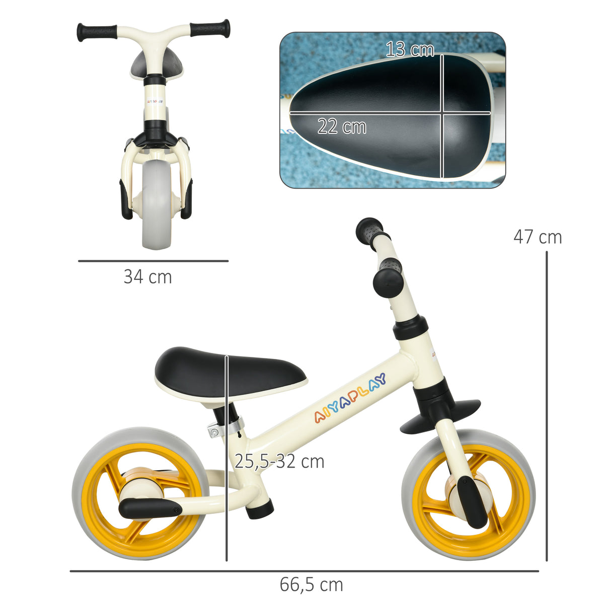 Vélo d'équilibre pour bébé siège réglable roues EVA jouet enfant pour bébé 18-48 mois pour garçons et filles orange-2