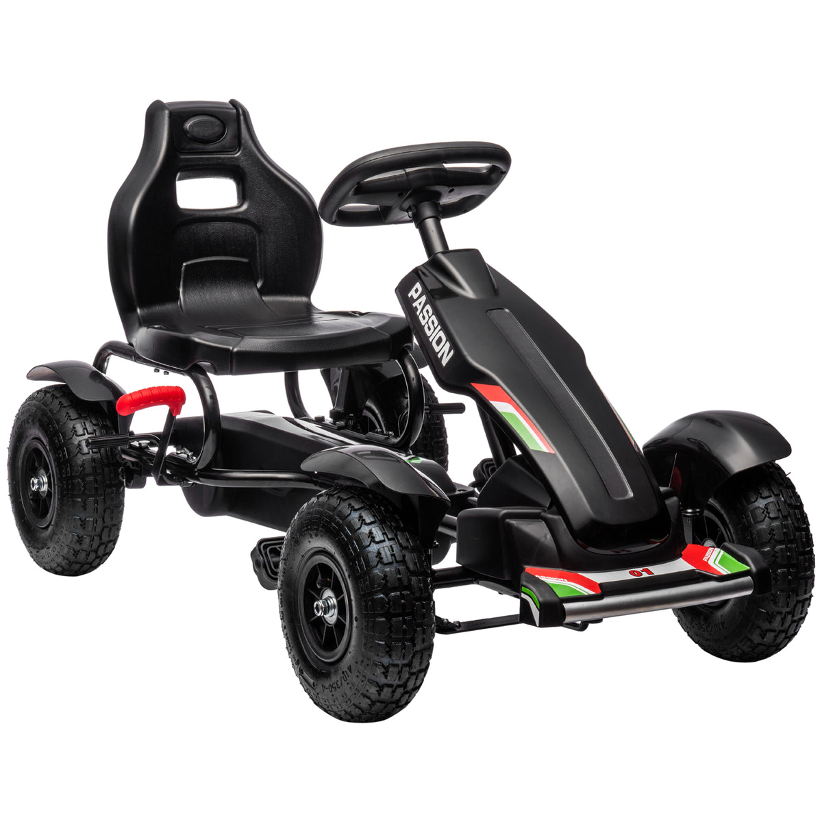 Kart à pédales pour enfant siège réglable 3 positions frein à main enfant de 5 à 12 ans noir-0
